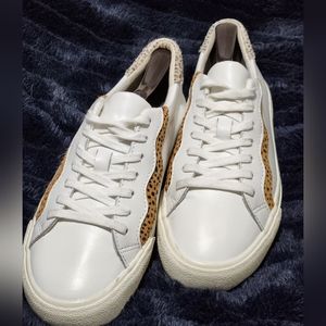Madewell Sidewalk White Leather Calf Hair Wave Edition Sneaker Women's Sz 7.5